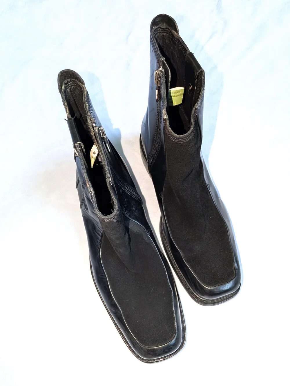 Timberland Mens 11 Black Leather Square Toe Ankle Boots